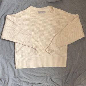 Everlane Textured Cream Crew Neck Sweater